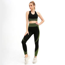 Brand Sport Suit Woman Seamless Running Tracksuit Sportswear Gym Crop Top Yoga Pant Fitness Clothes Workout Leggings 2 Piece Set