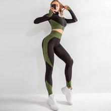 Brand Sport Suit Woman Seamless Running Tracksuit Sportswear Gym Crop Top Yoga Pant Fitness Clothes Workout Leggings 2 Piece Set