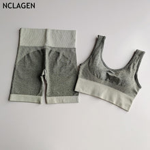 NCLAGEN Summer Sports Yoga Bar Shorts Set Underwear Gym Sport Workout Running Training Three-point Leggings Women Fitness Suit